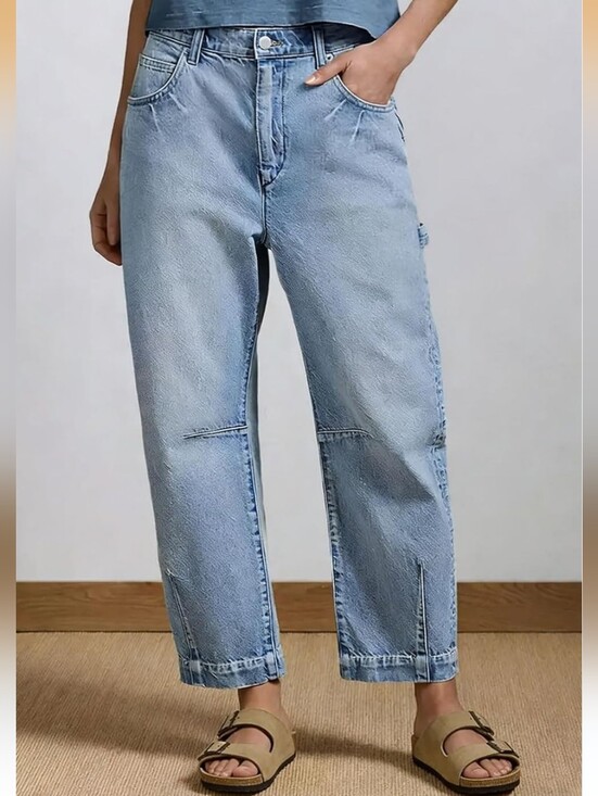 Denim - Light Blue Barrel Cargo Jeans